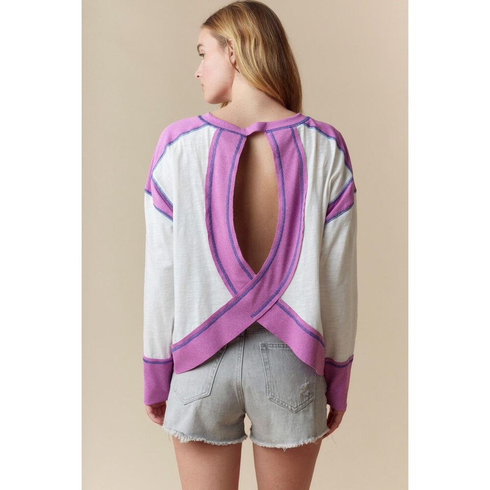 Fantastic Fawn Magenta Stasia Open Range Oversized Crossed Back Top - Picture 4 of 4